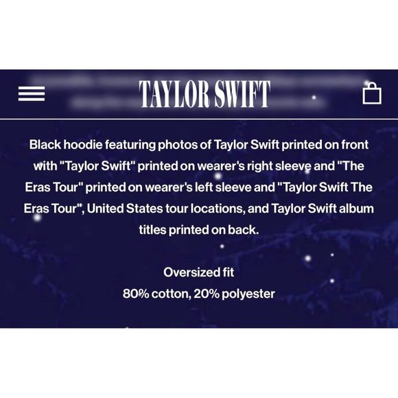 New Taylor Swift The Eras Tour Black Hoodie Official Merch Size XL *In Hand* - Picture 6 of 9